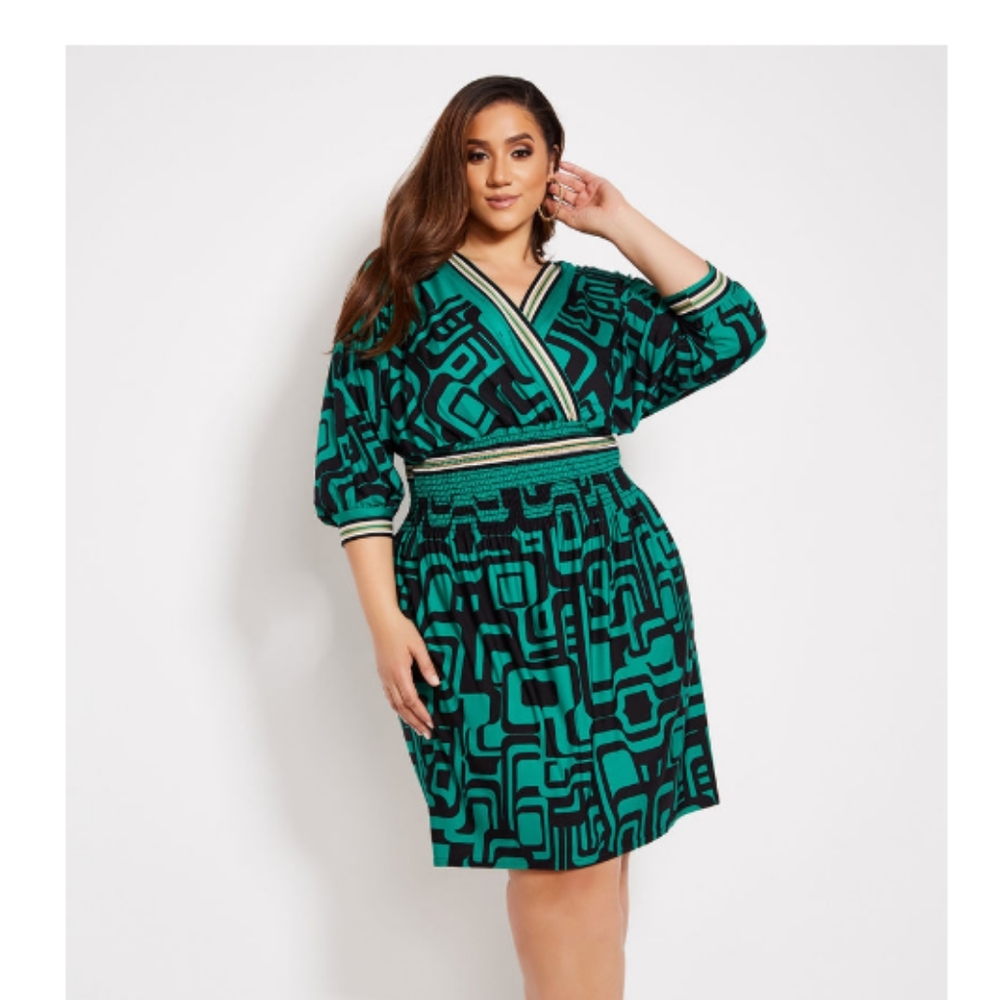 Geo print Smock Waist Dress